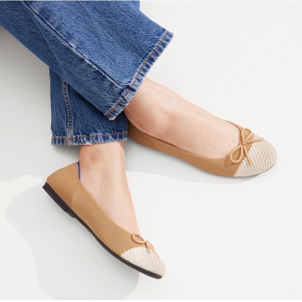 Rothy's The Ballet Flats 11.5 pearl ivory cap toe bow comfort classic minimalist